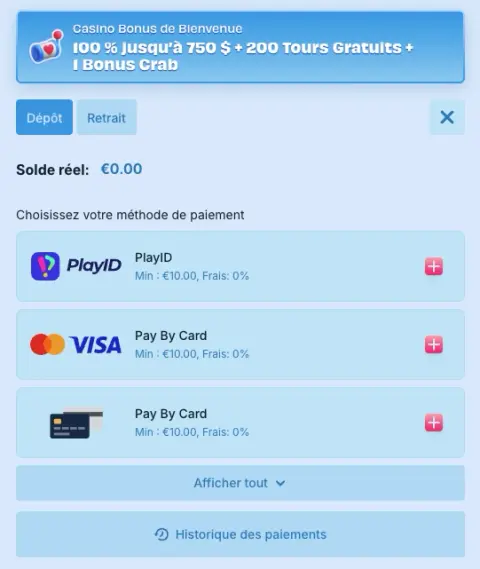 Étapes d’inscription et dépôt