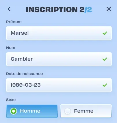 Vérification du profil après inscription